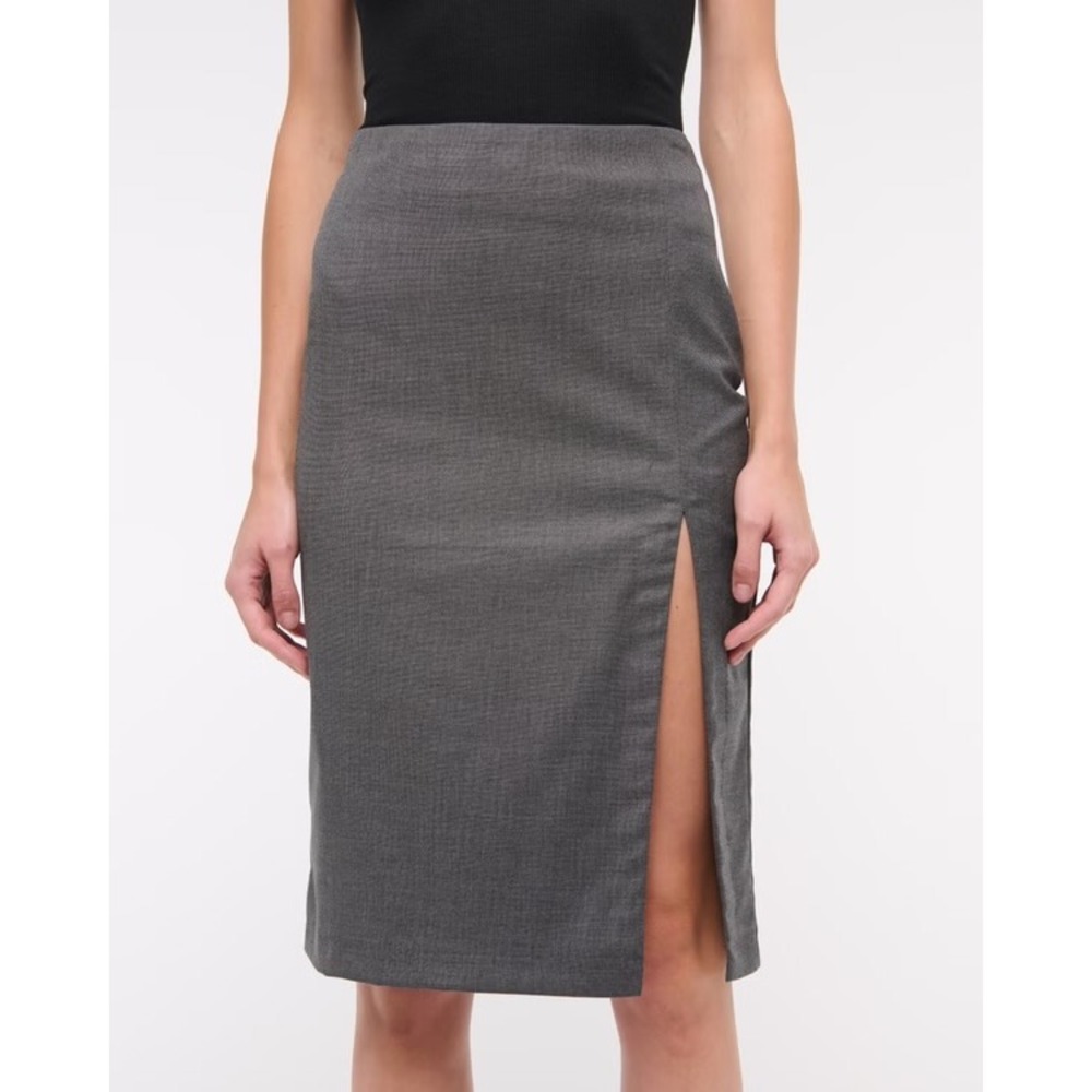 Abercrombie & Fitch Grey Tailored Side Slit Midi Pencil Skirt NWT Small Petite